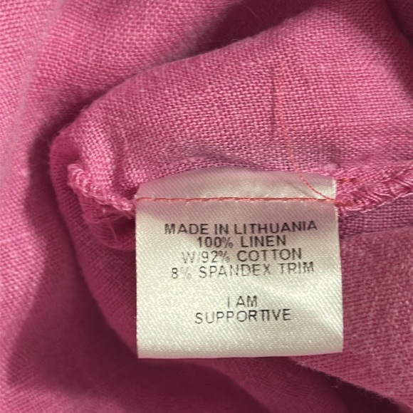 FLAX Designs Full Time Pant Linen Drawstring Pants Wide Leg Pink Sz Medium Beach - Picture 7 of 11